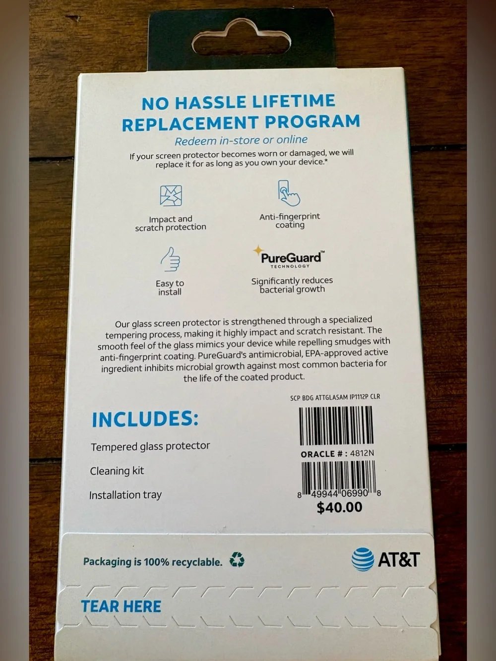 Tempered Glass Screen Protector – AT&T (NEW IN BOX) IPhone 12/12 Pro/11/XR